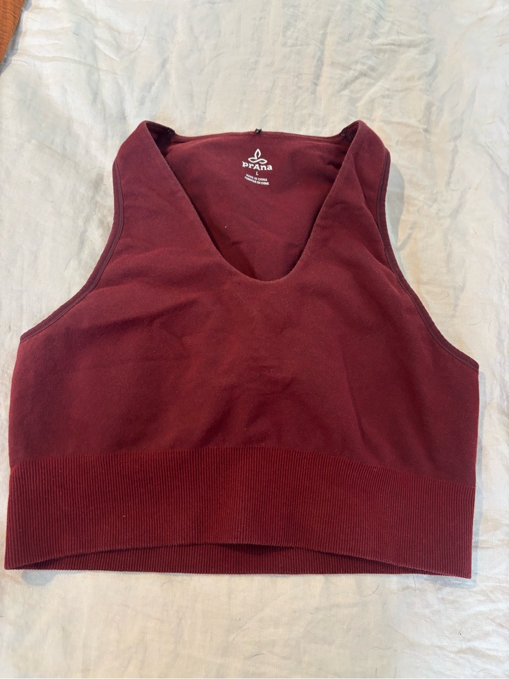 Prana Maroon Seamless Racerback Crop Top